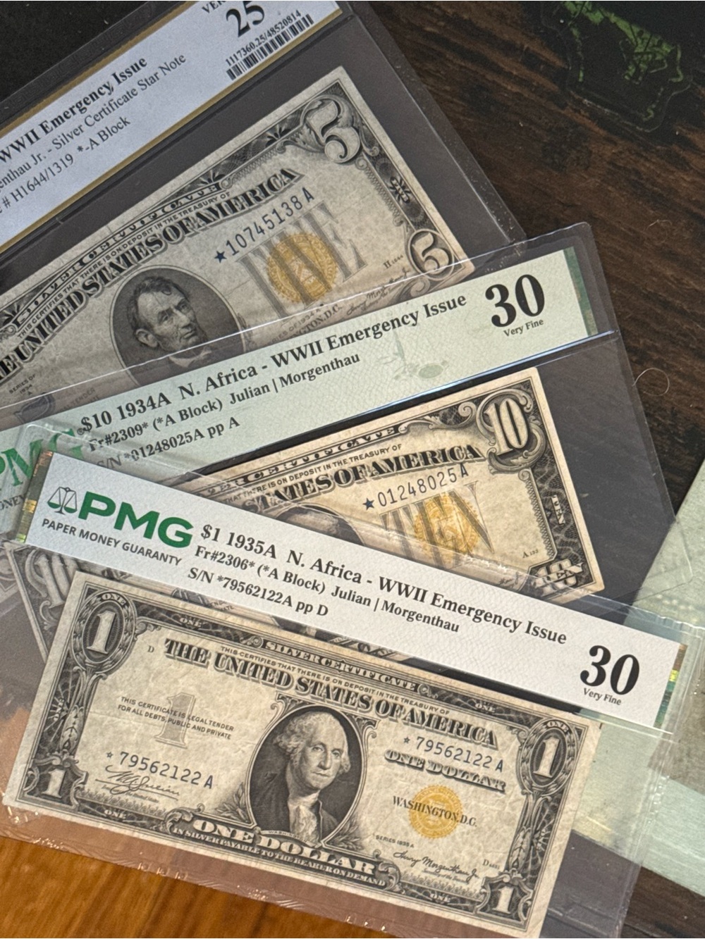 PMG Graded WWII Emergency Issue US Silver Certificates - Star 🌟 Note Set
